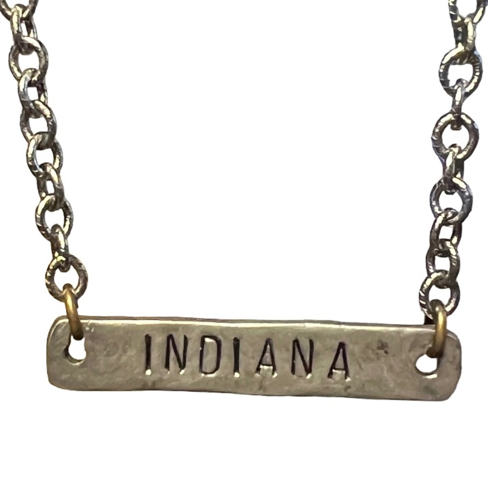 💥SALE💥 Rustic “INDIANA” Stamped Silver-toned Necklace